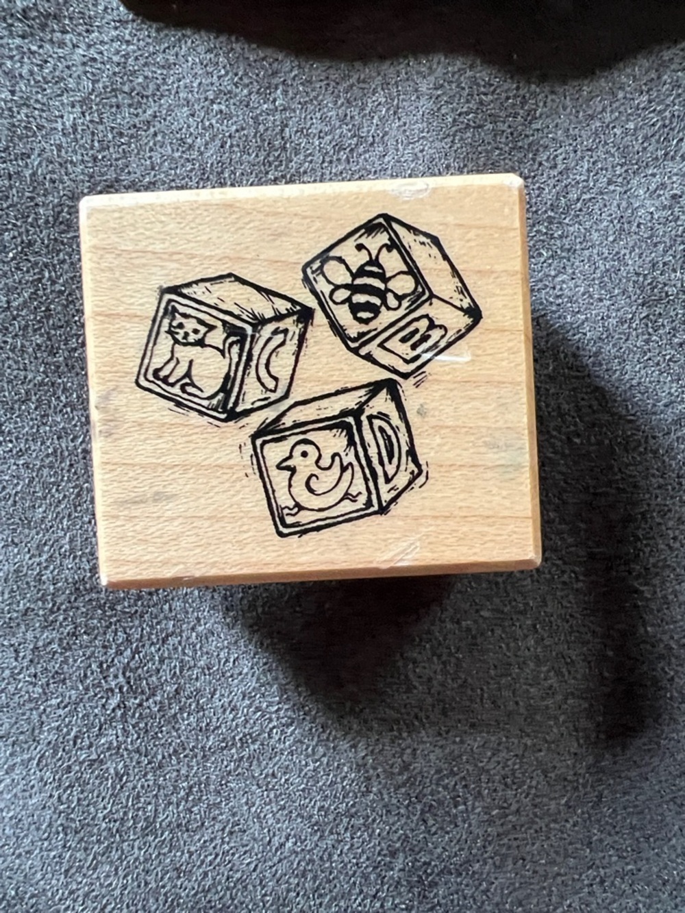 Wooden Baby Blocks Rubber Stamp - Natural Wood